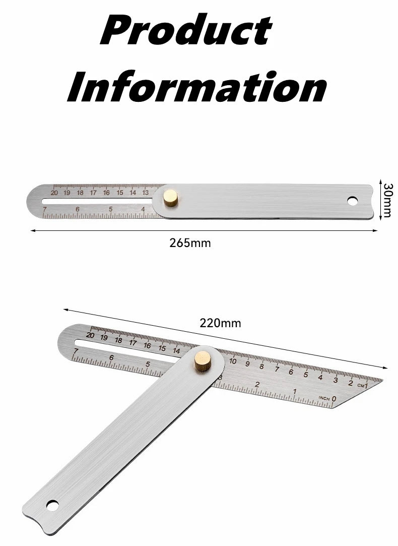 Woodworking Measuring Ruler Stainless Steel Drawing Aid Carpentry Tool Woodworking Ruler For Carpenters Craftsmen Homeowners