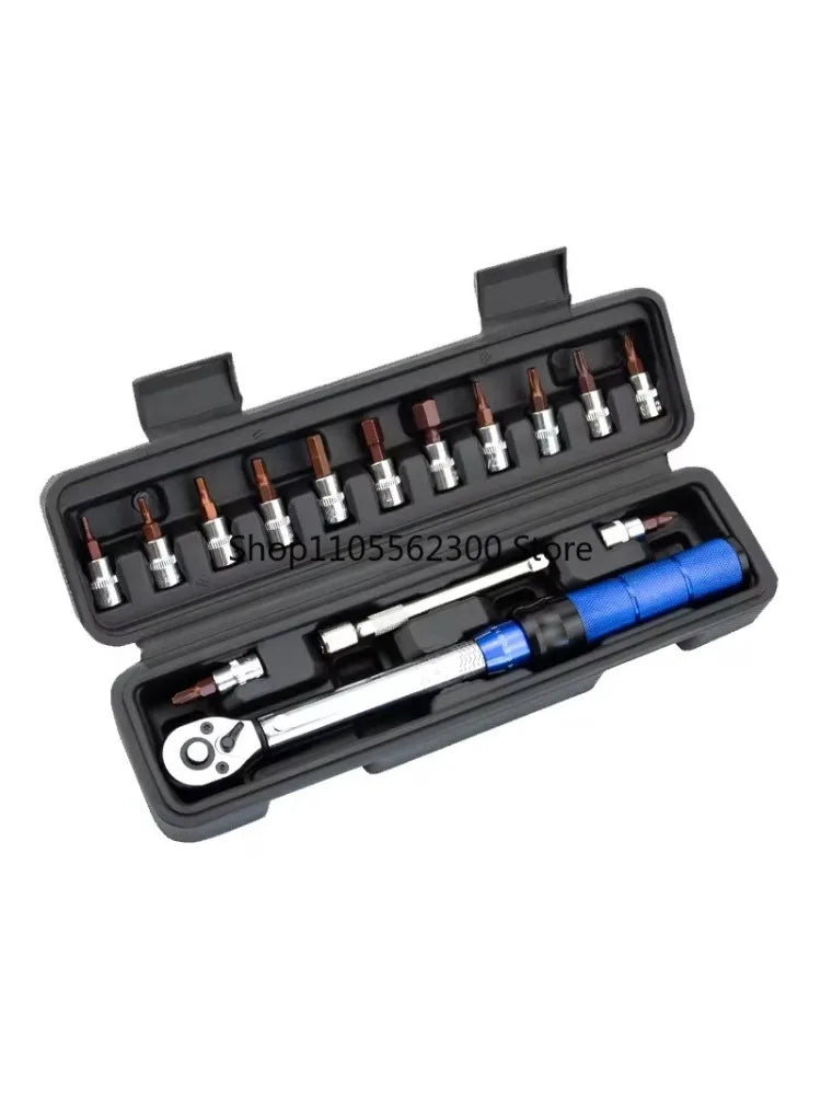 16PCS Bike Torque Wrench Set 1-25Nm Pre-set Precision Ratchet Tool for Road Bicycle Small Flywheel Repair with Case