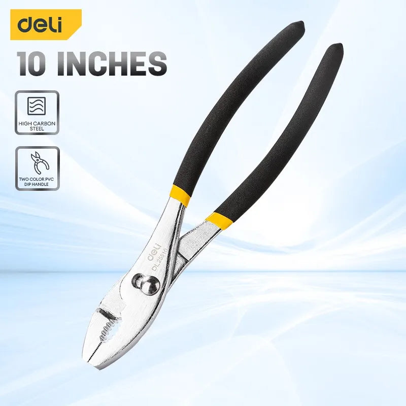 Deli 6"/8"/10" Slip Joint Pliers Carp Pliers 2nd Gear Adjustable Automobile Repair Tool Big Mouth Fish Tail Pliers Slipper Plier