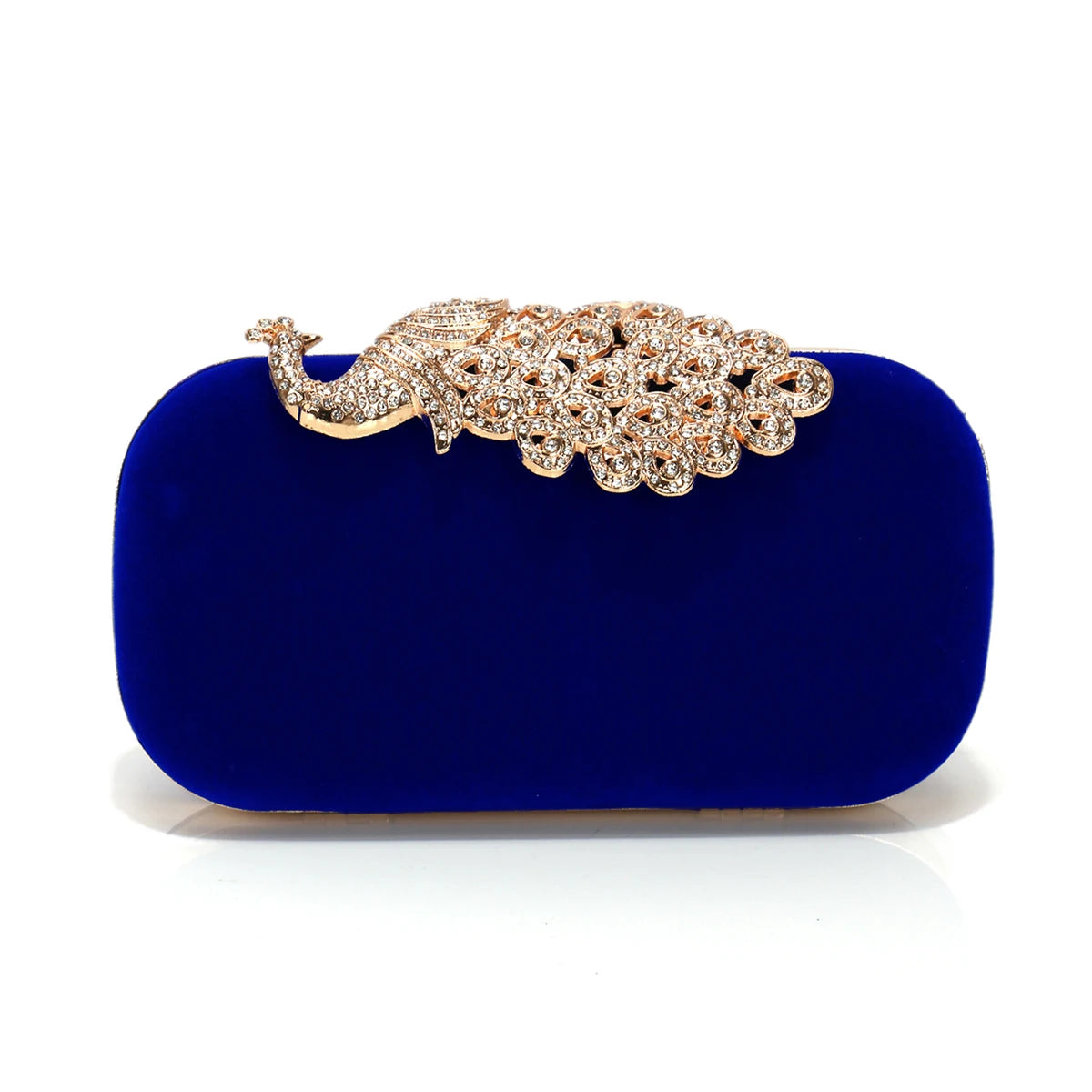 Animal Peacock Metal Shoulder Chain Evening Bags Rhinestones Velvet Small Clutch Bags Flap Design Red Color Lady Handbags