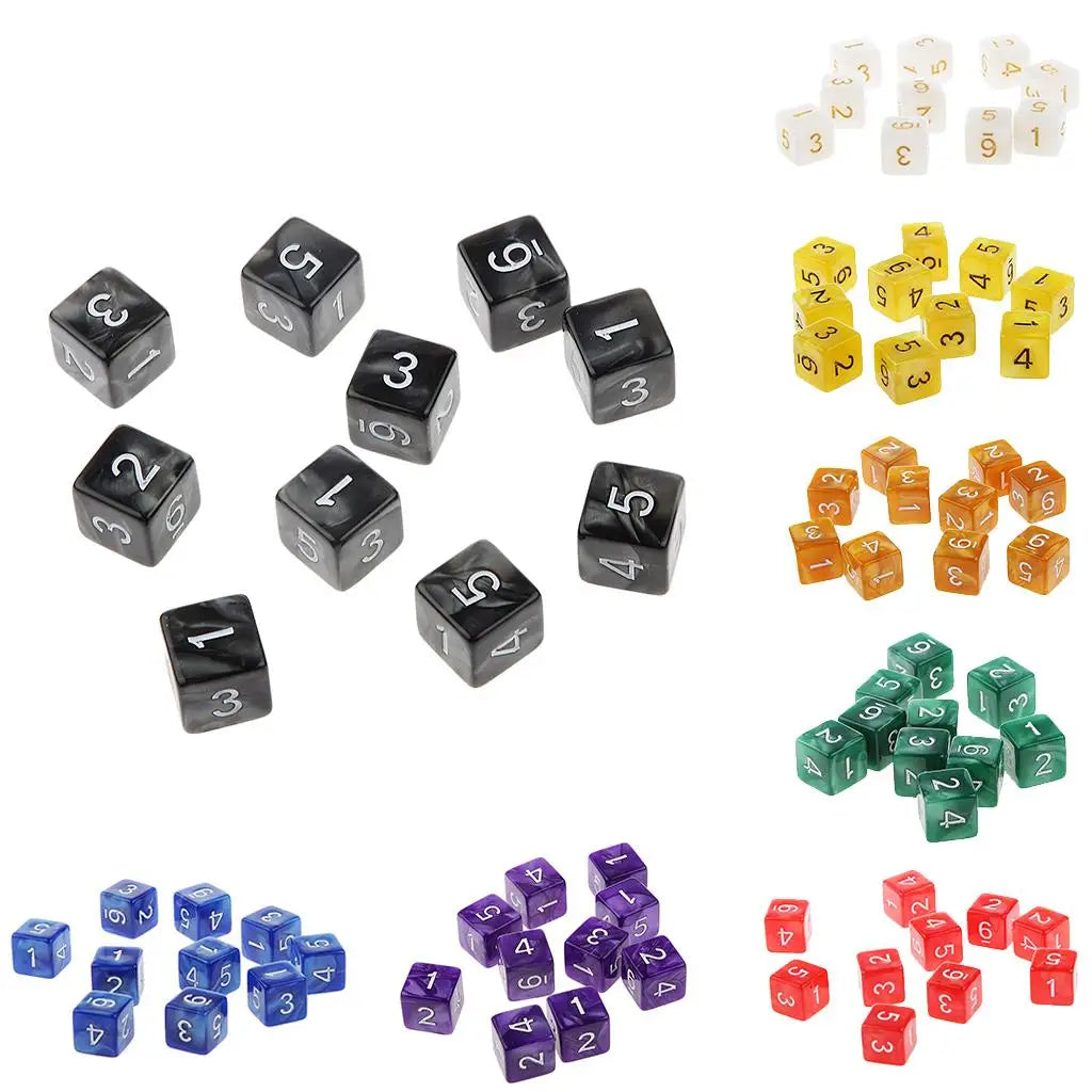 10pcs Acrylic Six Sided Dice D6 Dice Playing D&D RPG Games TRPG Lovers Gifts