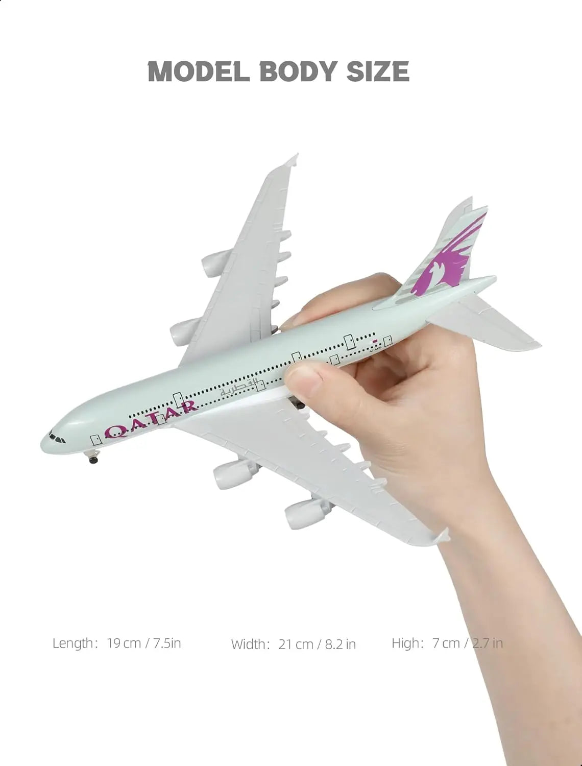 1/300 Scale 20cm Die-cast Metal Toy Plane Model Kit Qatar A380 Sky Jumbo Model Plane with Stand for Collections and Displays