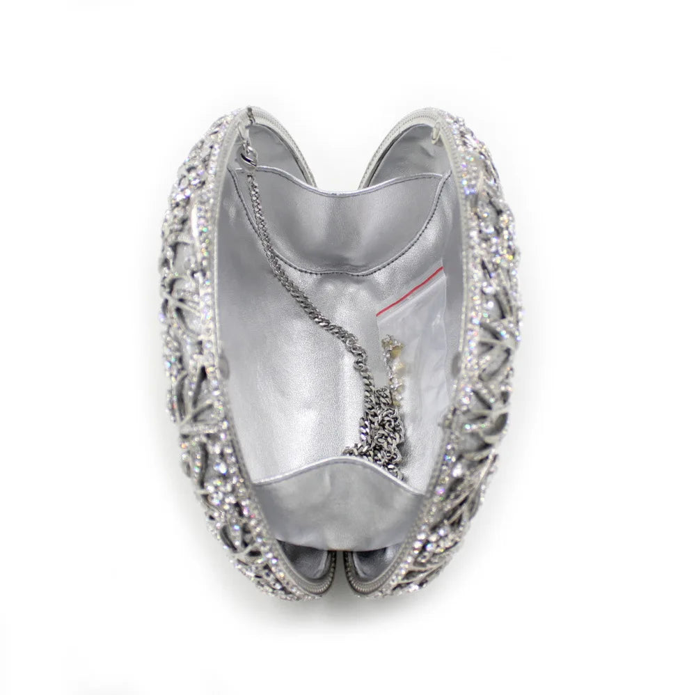 2025 Hot Sale Dendritic Crystal Diamond-Studded Handbag Shiny Golden Evening Bag for Women