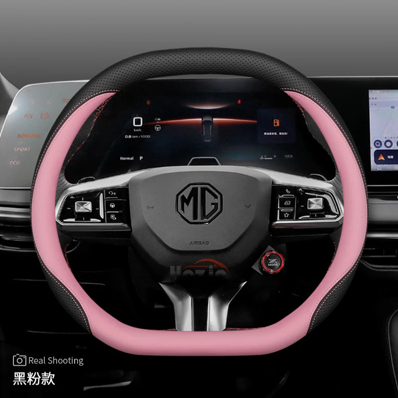 Leather Car Steering Wheel Cover for MG 3 5 One ZX RX5 ZS EHS HS PHEV Luxury Hybrid 2025 2026 Accessories