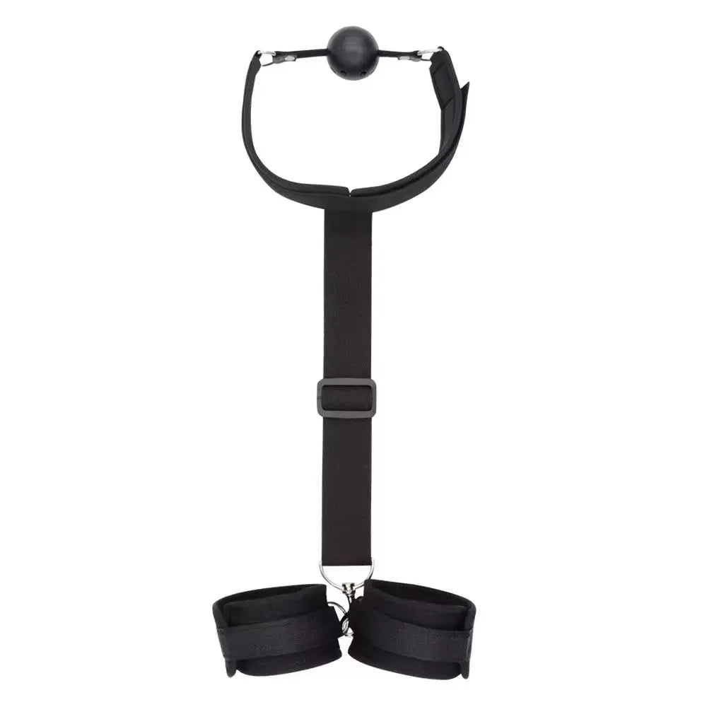 Female Handcuff Neck Collar Wrist Mouth Gag Strap Fetish SM Sex Toys Woman Couples Bdsm Bondage Set Restraint Adult Game Product