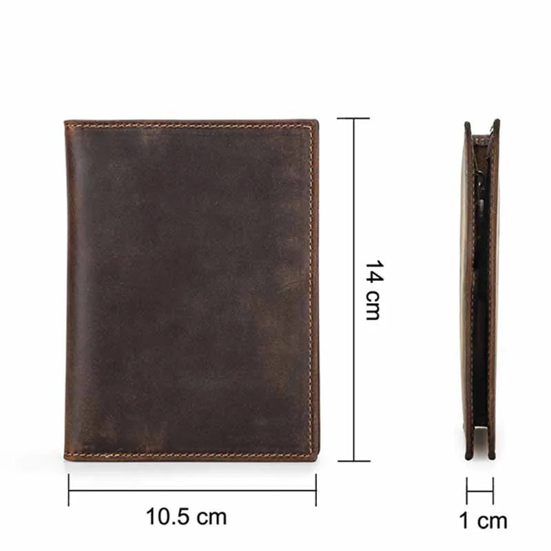 Genuine Cow Leather Passport Holder with AirTag Case - RFID Blocking Travel Wallet, Anti-Lost Pocket & Card Holder for Men Women