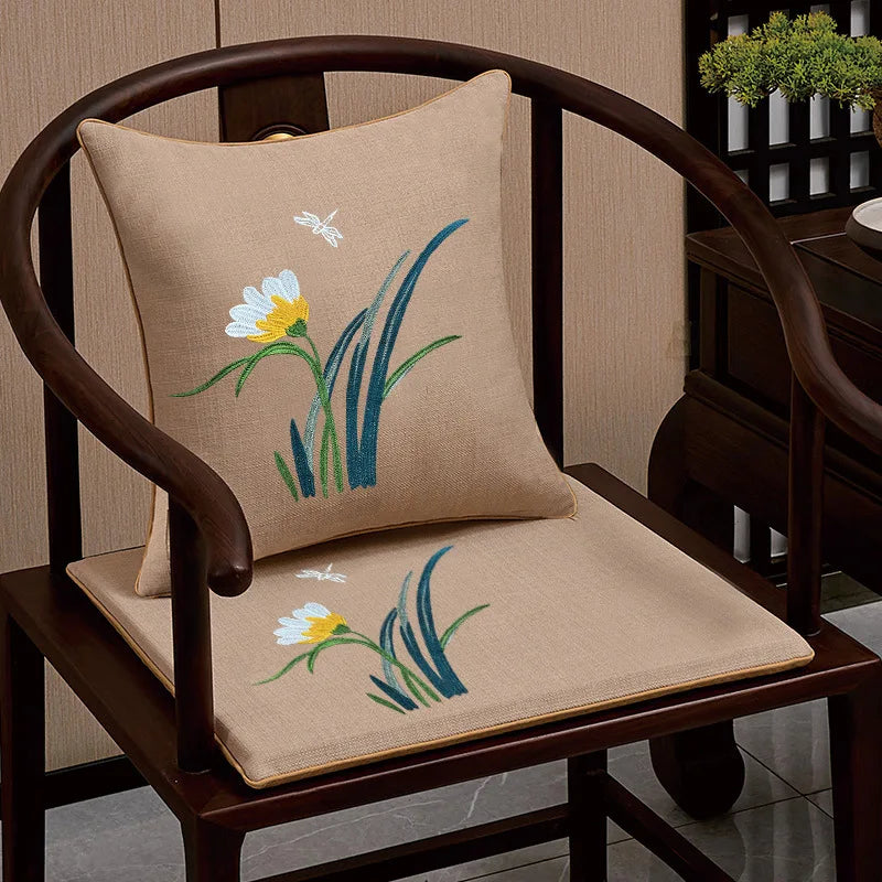 Chinese-style Dining Chair Seat Cushion Chair Pad Thickened Sponge Cushion Solid Wood Ring Chair Anti-slip Tea Chair Cushion