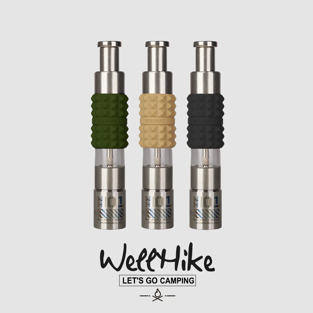WELLHIKE Shock Wave Grinder - Stainless Steel Tactical Pepper & Sea Salt Manual Press Spice Shaker with GZ Silicone Sleeve