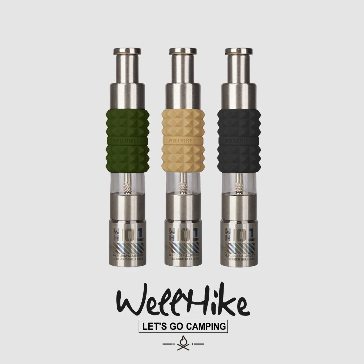 WELLHIKE Shock Wave Grinder - Stainless Steel Tactical Pepper & Sea Salt Manual Press Spice Shaker with GZ Silicone Sleeve