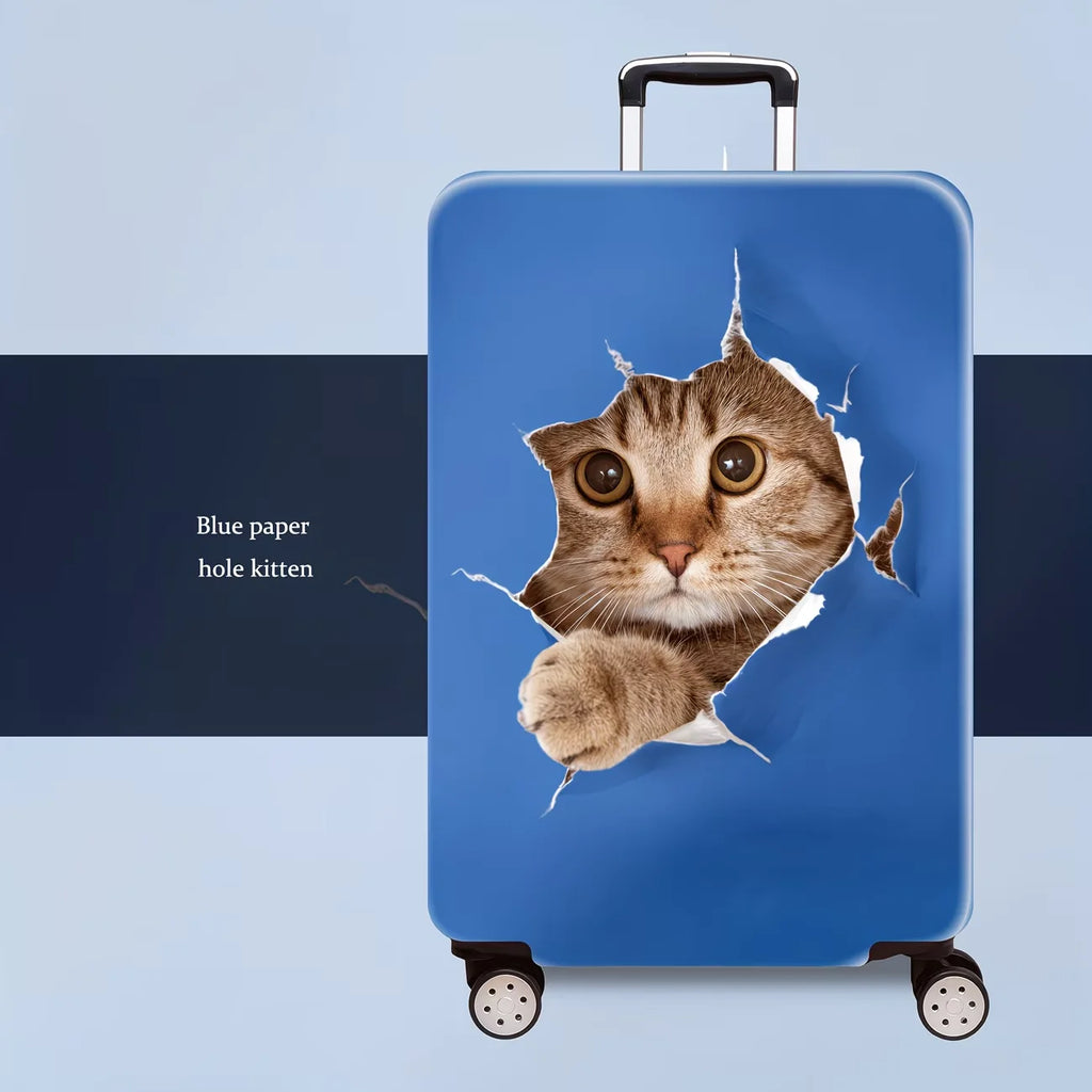 Naughty Kitten  Luggage Cover, High Stretch Elastic Anti-Scratch Dustproof Suitcase Protector for 20-32 Inch Travel Luggage