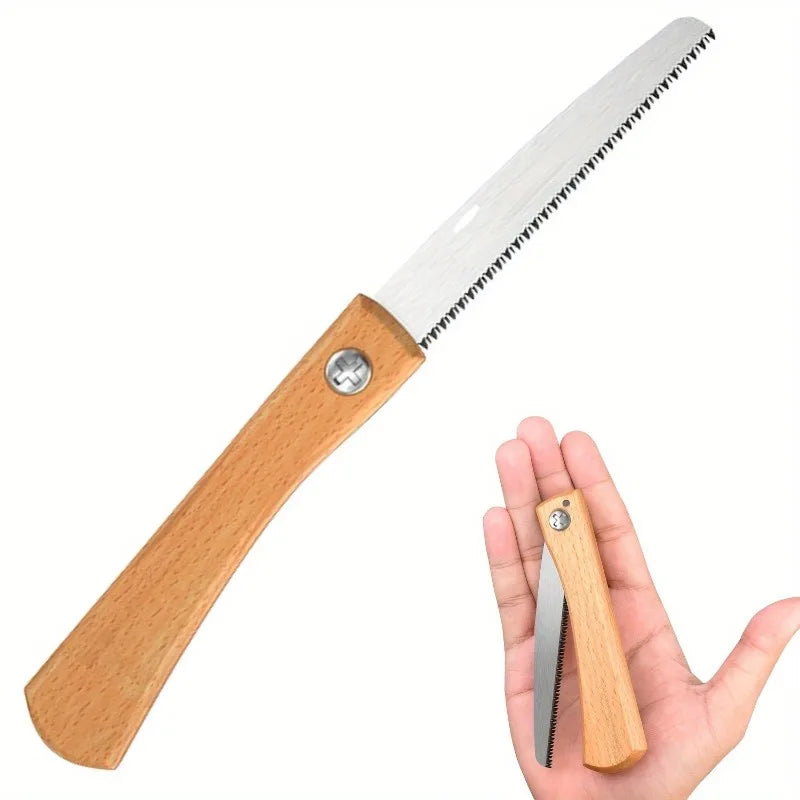 Mini Folding Manual Saw Non-slip Wooden Handle Pull Foldable Saw Flush Cut Trim Saw for Handsaw Woodworking Plastic Cutting Tool