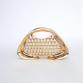 Hardware Metal Frame Clutch Bag Evening Party Purse Geometric Mesh Grid Trapezoid Shape Chain Shoulder Bag Glamorous Handbag