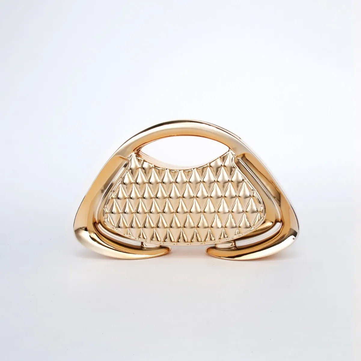 Hardware Metal Frame Clutch Bag Evening Party Purse Geometric Mesh Grid Trapezoid Shape Chain Shoulder Bag Glamorous Handbag