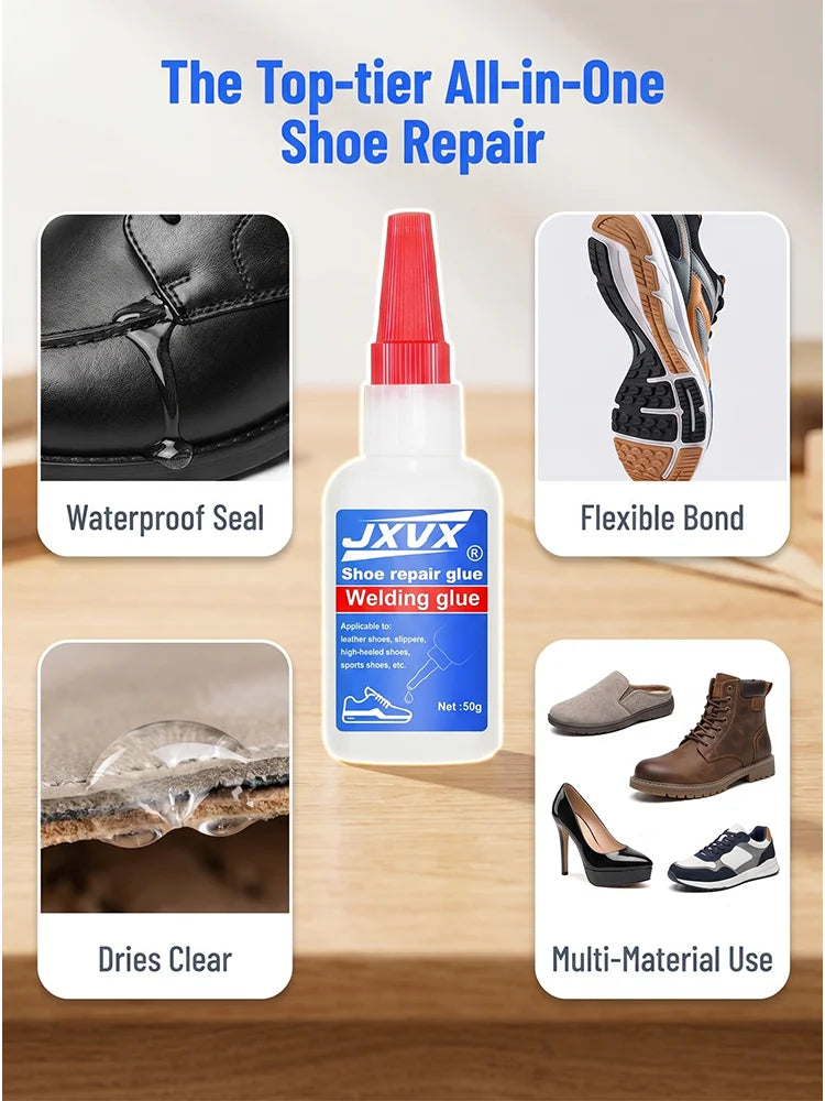 Adhesive for Quick Shoe Repairs, Transparent Glue for Invisible Repairs and Bonding, Strong, Waterproof and Quick-Drying Adhesive