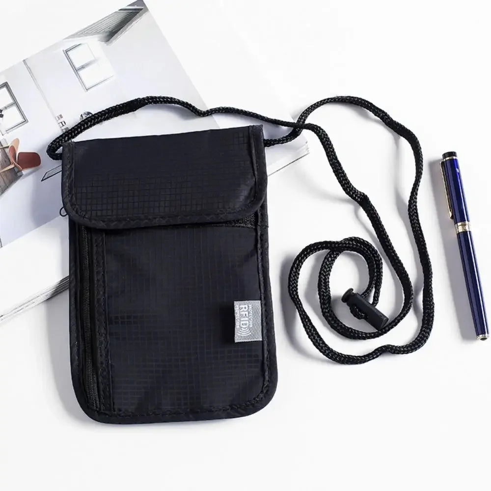 Anti-Theft RFID Passport Bag Rfid-Blocking Neck Hanging Neck Wallet Storage Organizer Multifunction Document Credit Case