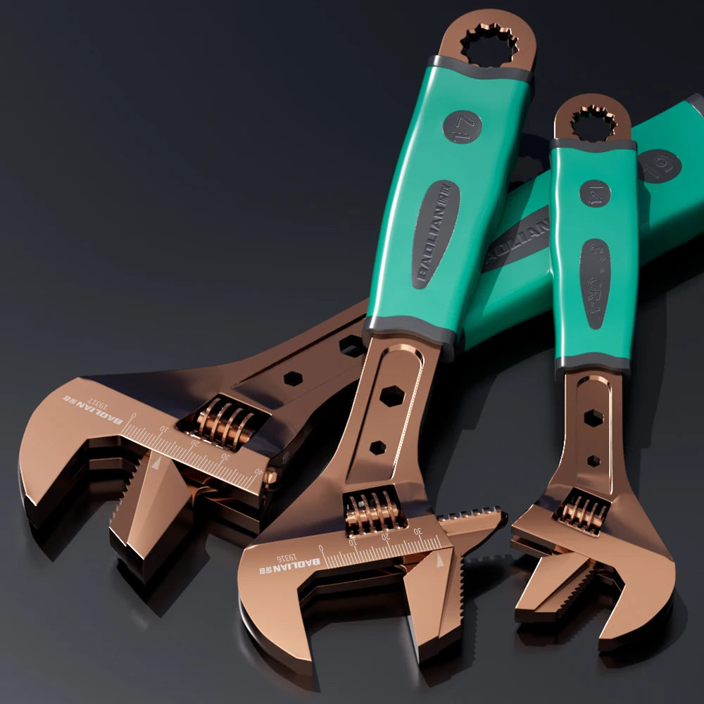 Black Nickel Adjustable Multifunction Wrench 8 /10 / 12 / 15 inch Rustproof Black Nickel Finish Auto Repair Hardware Tools