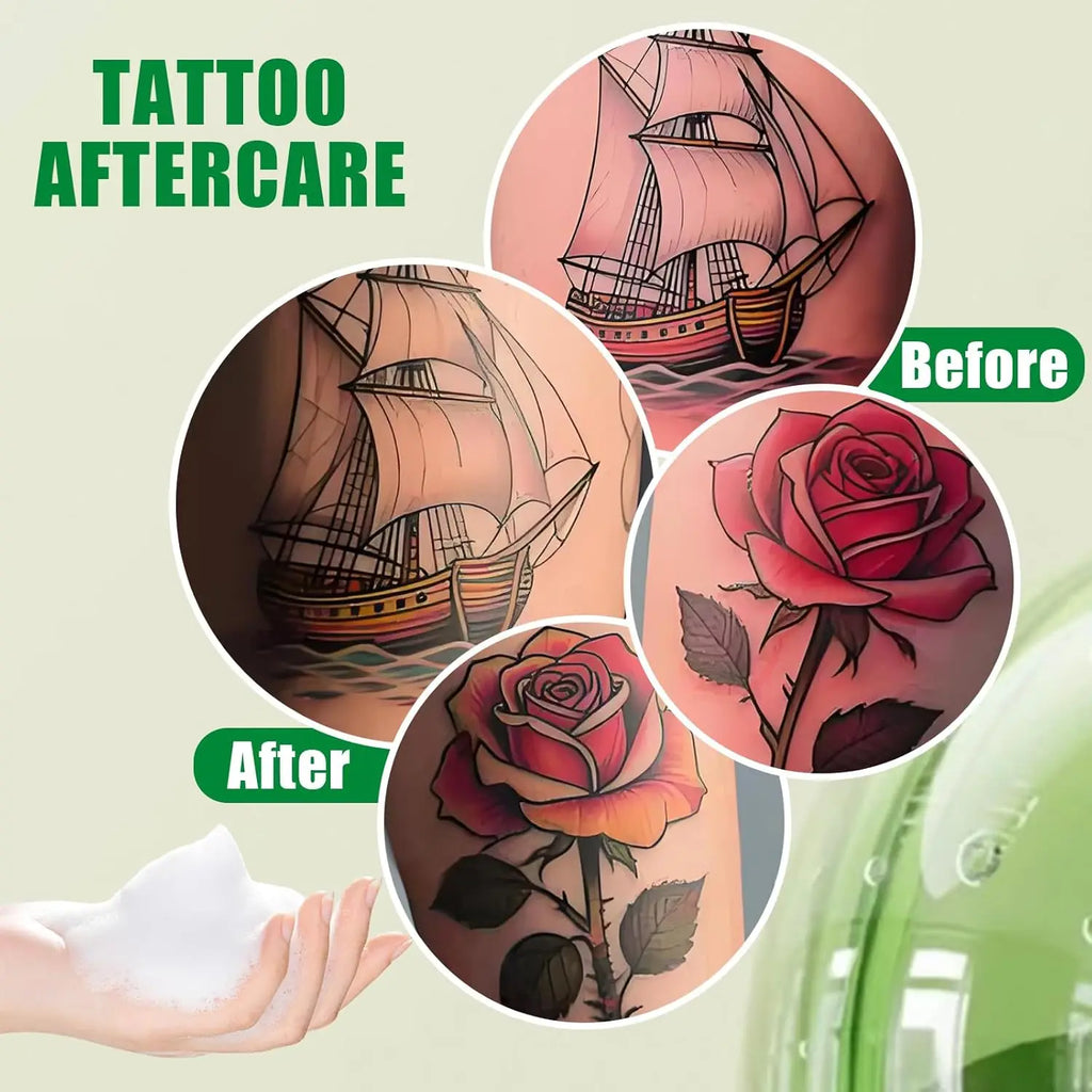 Tattoo Cleaning Soap Ink Tattoo Care for Fresh Tattoos Gentle Sulfate Free Tattoo Green Soap, Soothing Daily Wash for New Ink