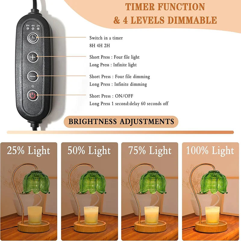 Nordic Glass Candle Warmer Lamp Bedroom Atmosphere Warmer Lamp Retro Lamp Candle Tray Night Light desk Decor Home Decoration  ﻿