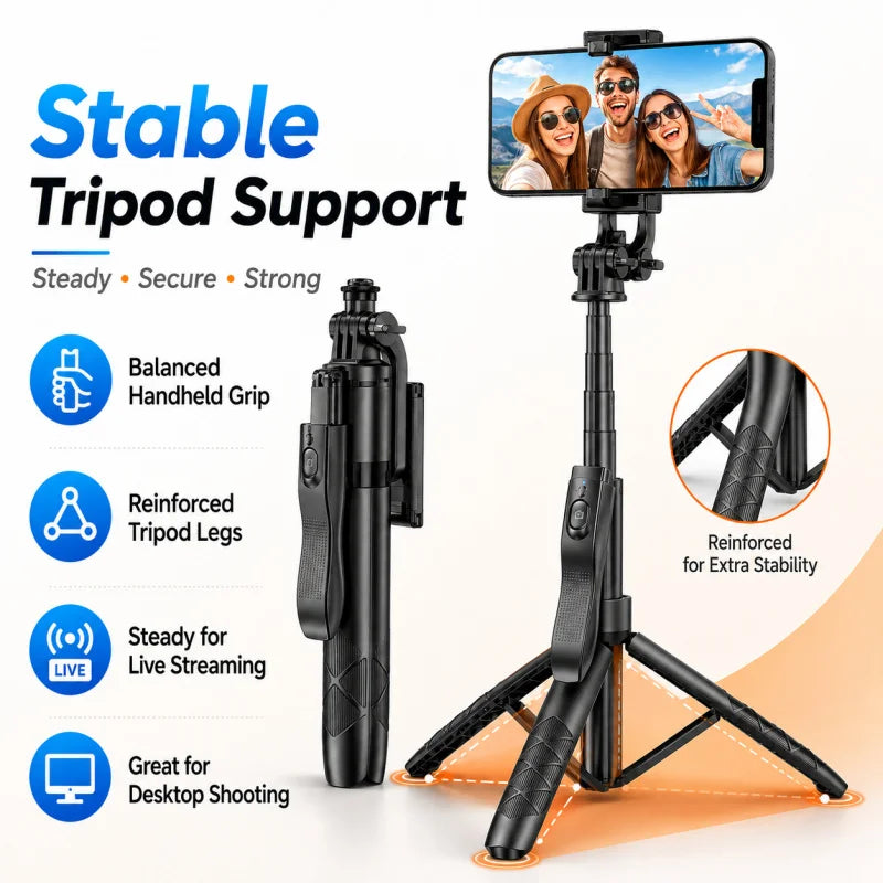 L16 Bluetooth Selfie Stick Tripod with Dual Fill Light, Extendable Phone Stand Handheld Stabilizer for Live Streaming Vlog Selfi