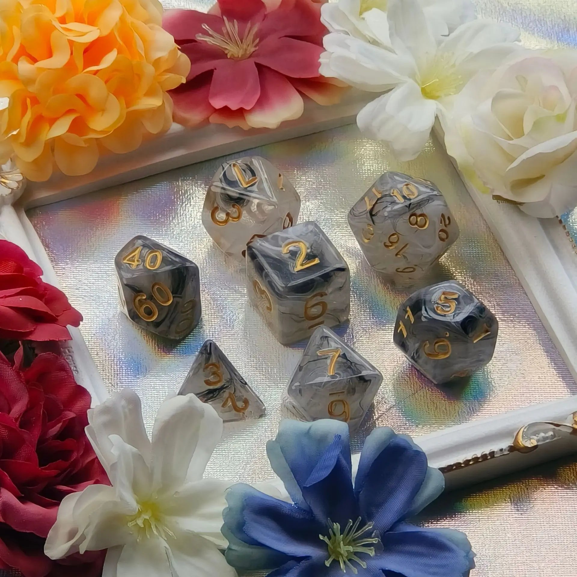 7 Pcs/set Gradient Color  Multi-sided Dice Digital Dice Set Game Accessories