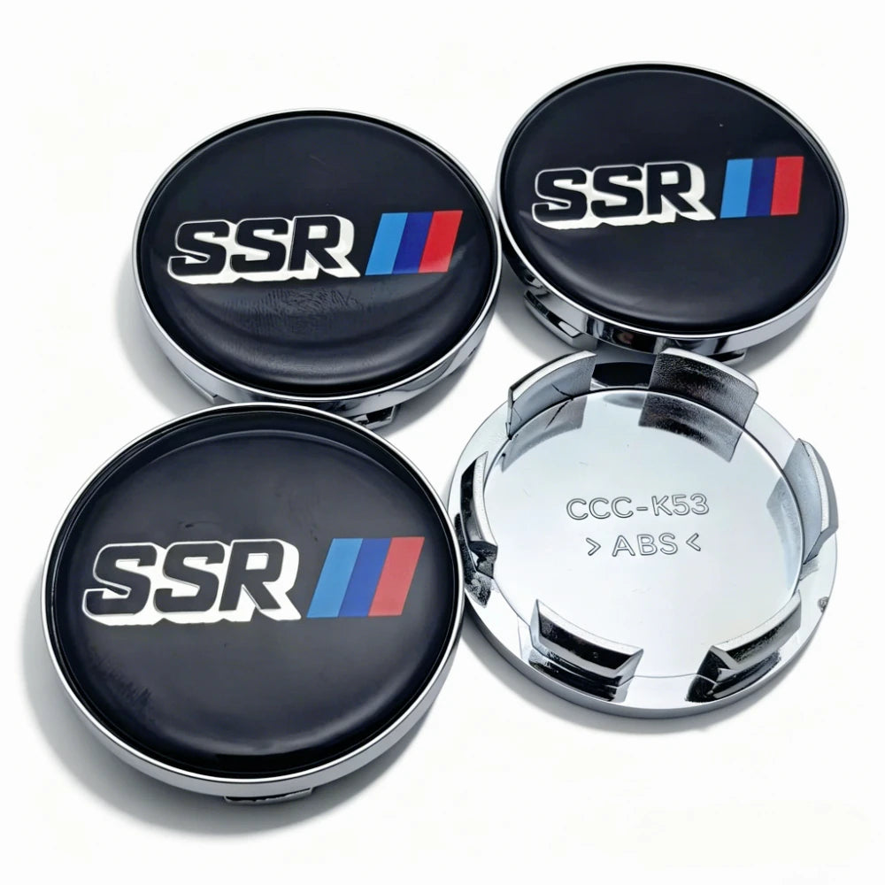 4pcs SSR Logo Badge Epoxy Resin Emblem Car Wheel Center Caps Hub Cap 53MM Clip 48MM Wheel Rim Hubcaps Dust Cover Car Accessories