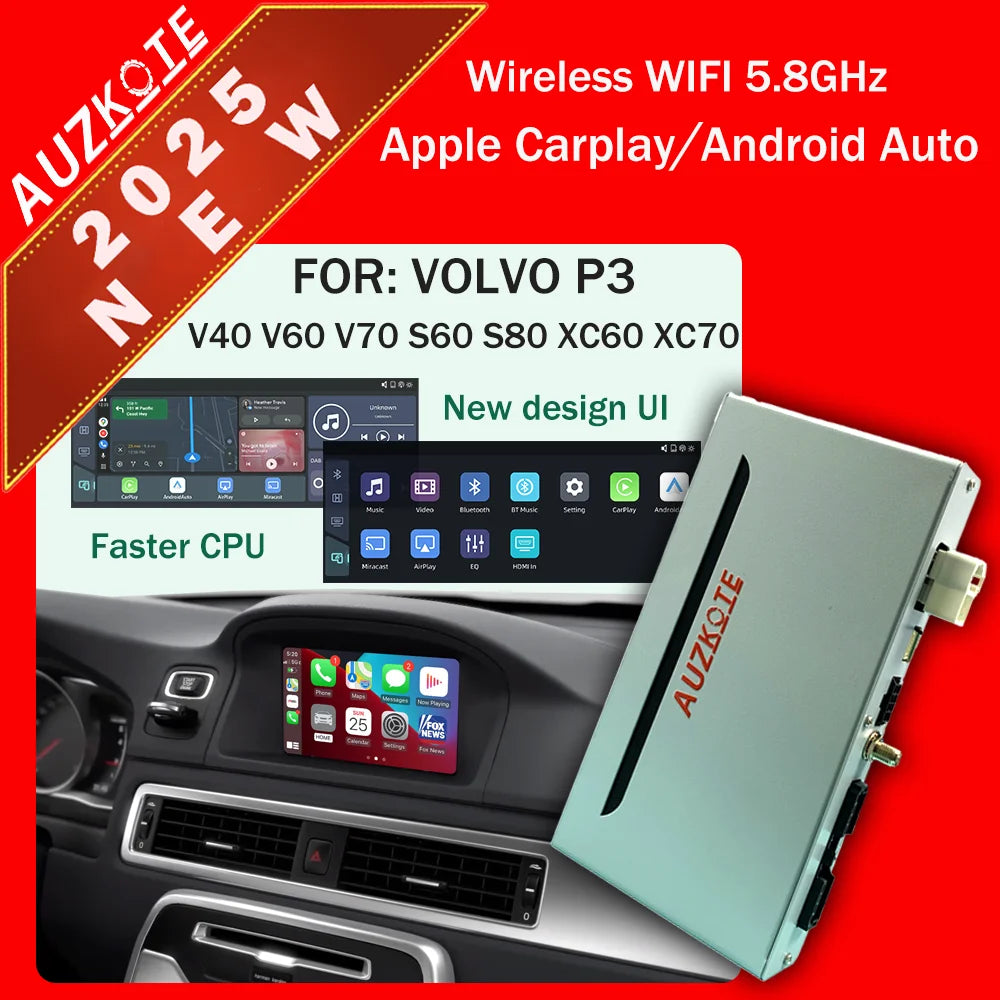 Wireless Apple Carplay Android Auto Module Car AI Box For Volvo XC60 XC70  S60 S80  V60 V70 V40 (2011-2019) Mirror Link Decoder