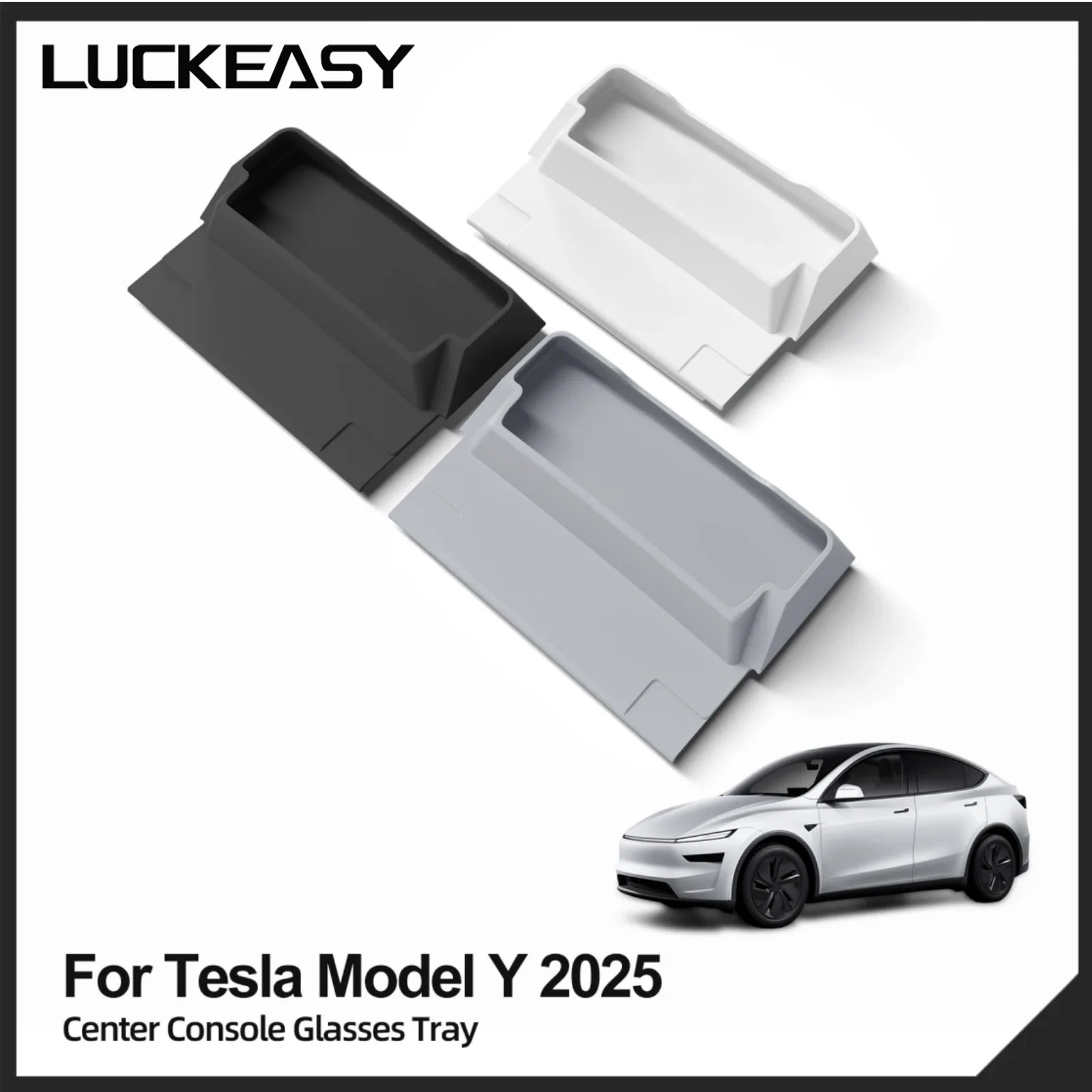 LUCKEASY for Tesla Model Y Launch 2025+ Juniper Car Glasses Tray Center Console Armrest Storage Box Organizer Accessories