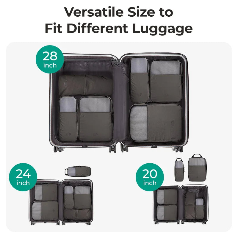 BAGSMART 6PC Compression Packing Cubes Large Capacity Travel Storage Bag Portable Luggage Organizers for Clothes