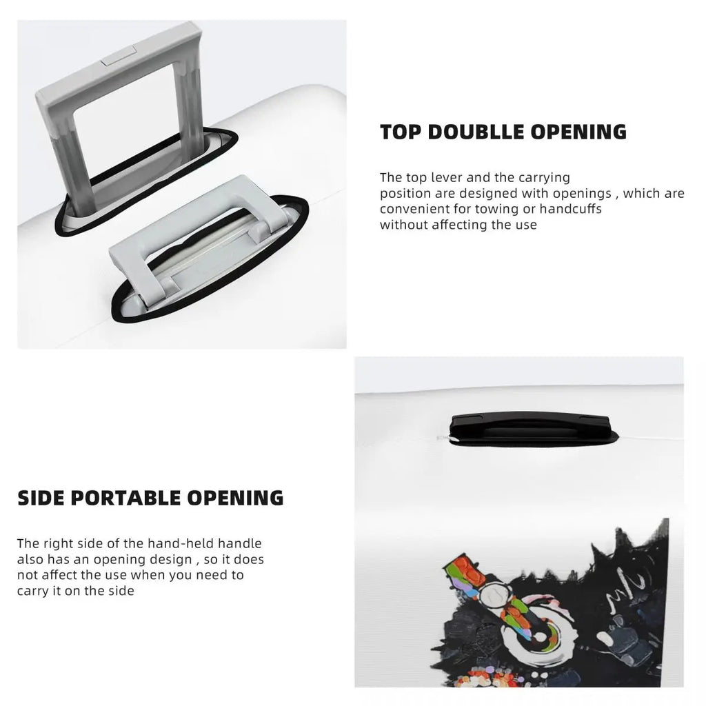 Banksy DJ Monkey Thinker With Headphones White Suitcase Cover Protection Elastic Travel Luggage Protector Covers for 18-32 Inch