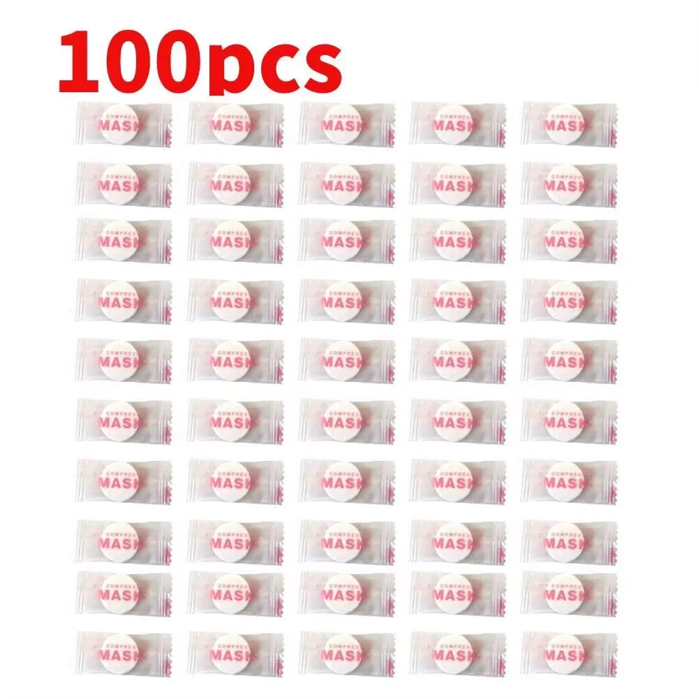 100/50pcs Disposable Compressed Facial Mask Portable Travel Non-woven Face Mask Skin Care Cotton Wrapped Masks Paper