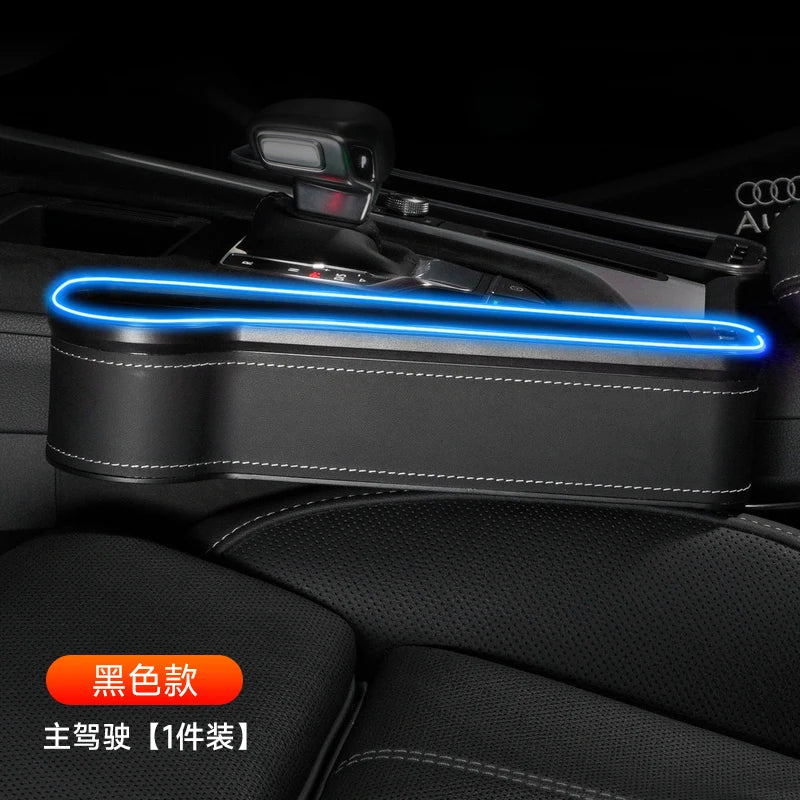 Car Storage Box With Ambient Light USB Charging Port Light-Emitting Multi-Functional Car Seat Clip Gap Storage Box