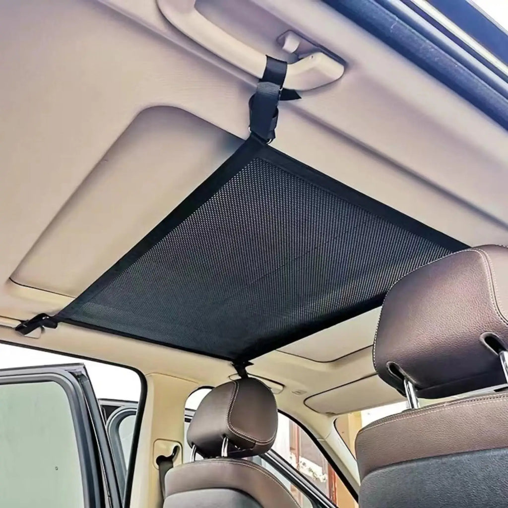 Car Ceiling Storage Net Pocket, Adjustable Roof Mesh Organizer Bag, Universal Auto Interior Roof Cargo Net for Travel Supplies