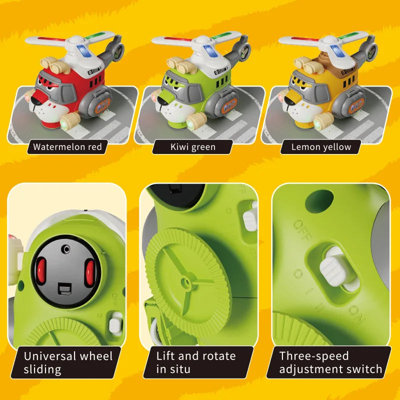 Electric 360 Rotating Tiger Airplane Toddler Cartoon Toys With Sounds And Lights Children's Toy Helicopter Boys Birthday Gifts
