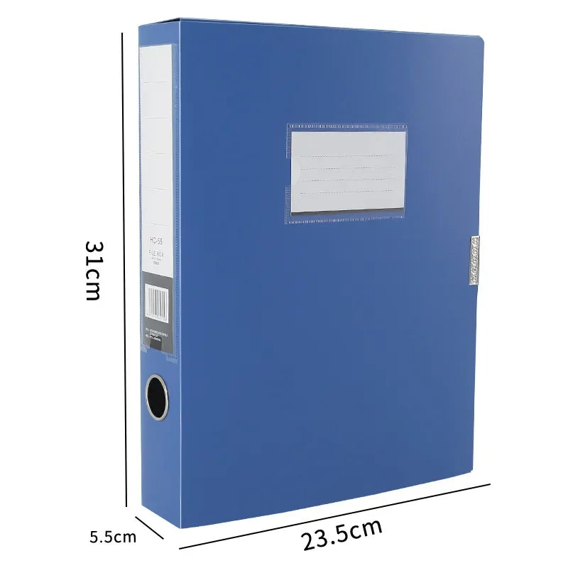 A4 Storage File Box Plastic Archives Case with Lid 3in Thick Folded Folder Organizer Document Storage Box Blue 1 Pack (75mm)