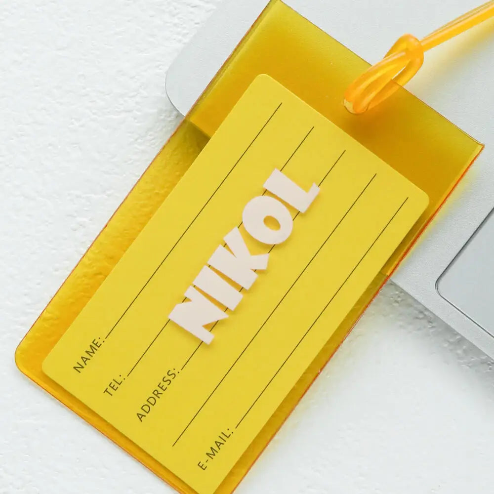 Custom Name Luggage Tag Personalized Name Fluorescent Pvc Luggage Tag Waterproof Transparent Suitcase Id Tag with Name Card