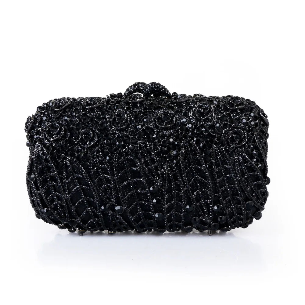 Party Box Clutch Purple/green Crystal Evening Bag Wedding Bridal  Handbags Chain Women Bag