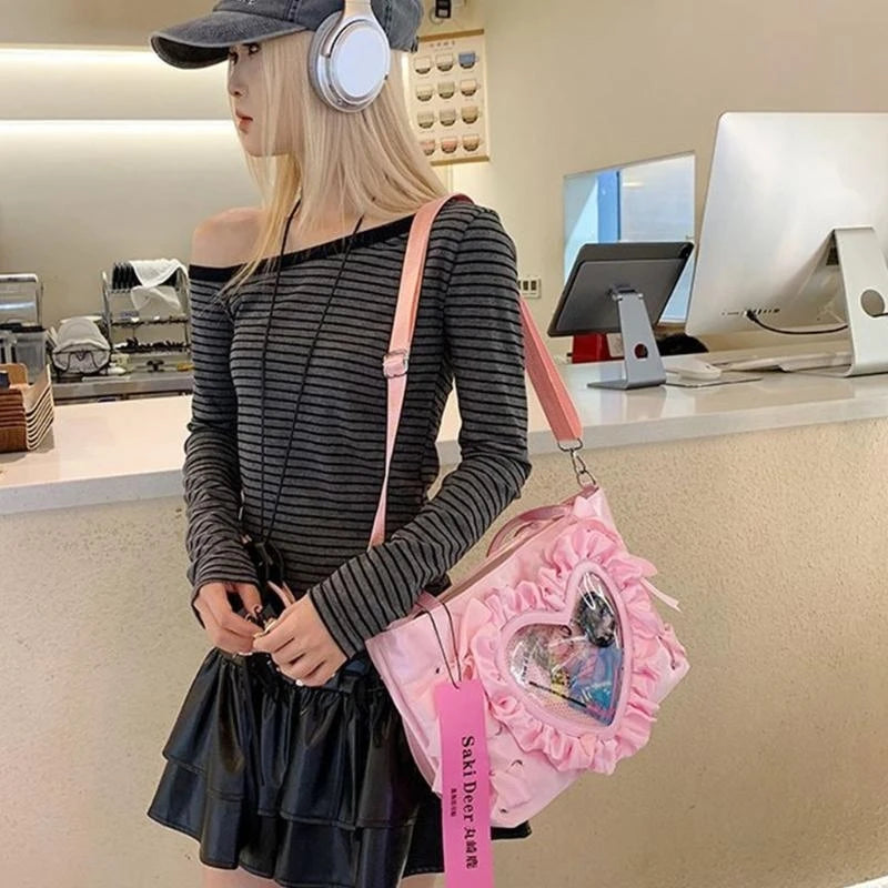H3CB Sweet Bows Itabag Lovely Shoulder Bag Heart Crossbody Bag Japanese Styles Bag Students School Bag