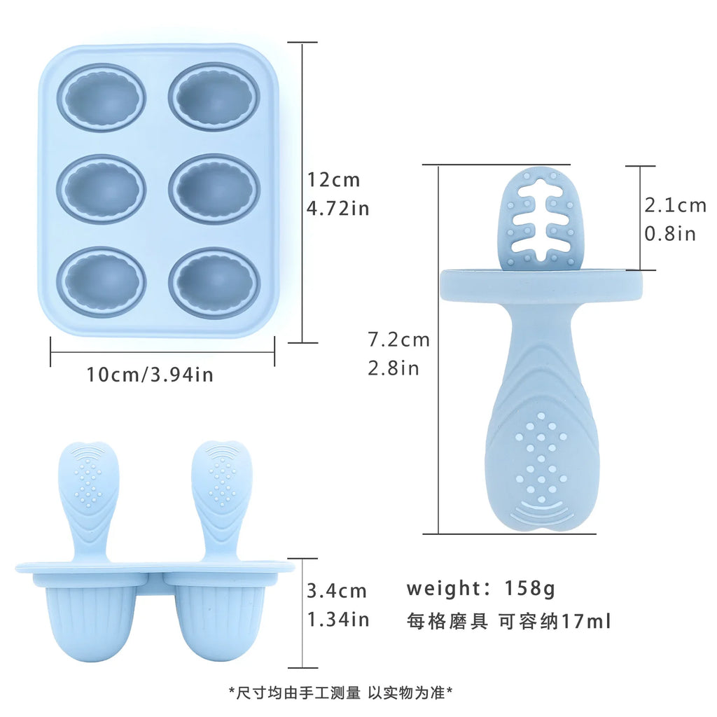 4/6 Cavity New Baby Teething Ice Cream Stick Mold Perfect for Freezing Milk Homemade Popsicles Summer Kitchen DIY Ice Cream Mold