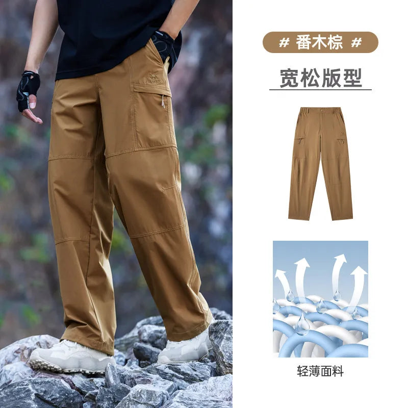 Golden Camel Men's Outdoor Hiking Pants 2026 Summer Sports Waterproof Straight Paratrooper Light Loose Mountaineering Pants