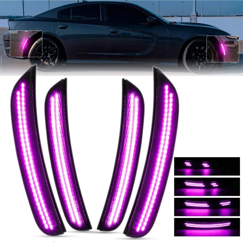 4Pcs/set LED Side Marker Light Front Rear Bumper Fender Lamp for Dodge Charger 2015-2023