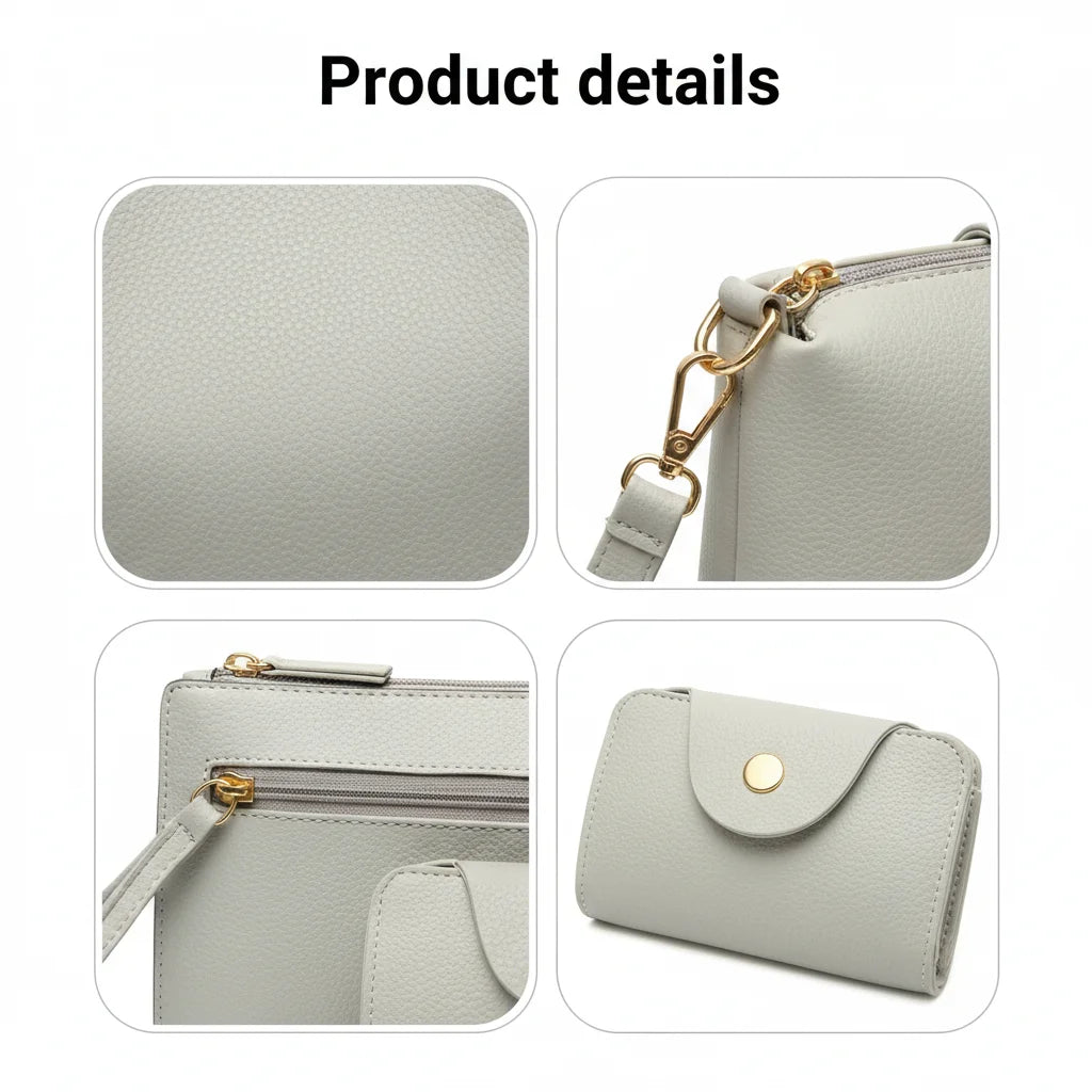 Matching Mother and Daughter Bag Set 4 Pcs Solid Color Shoulder Crossbody Bag for Women European Style Tote Handbag