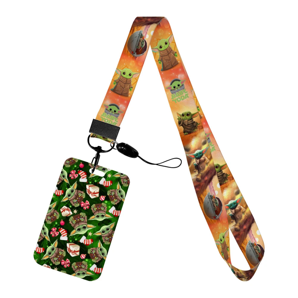 Cartoon Yoda Disney Card Holder Lanyards Minnie Card Holders Neck Strap for Keychain Kids Door Badge Holder Boy Girl Card Case