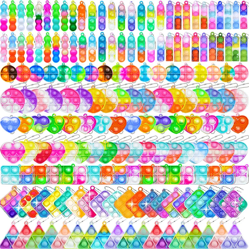 Mini Pop Keychain Fidget Toys Push Pop Bulk Keychain Party Favors For Kids Pop Bubble Toys Pack Boys Girls Adults