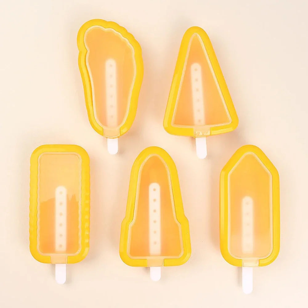 5 pcs Summer Homemade Silicone Ice Cream Mold With Multiple Shapes For Household Ice Cream Making Tools