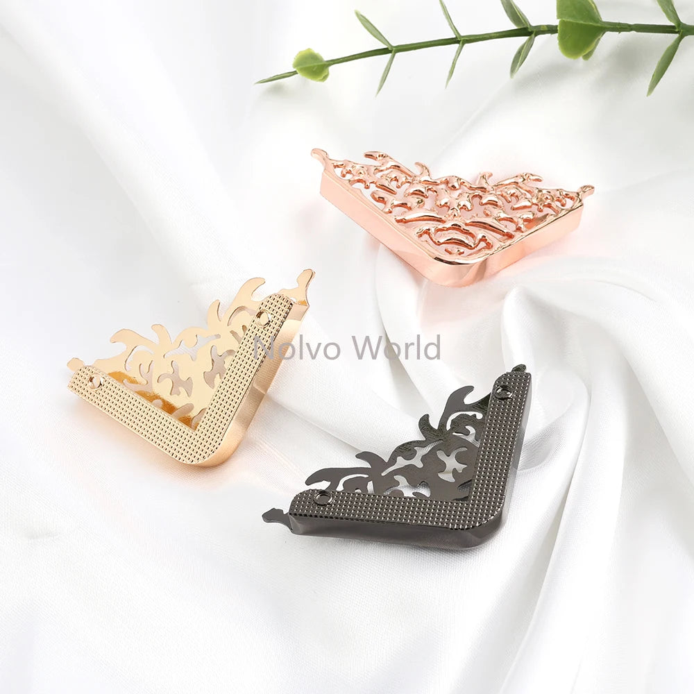 4/30/100PCS 64x64mm,48x48mm Edges Hollow Fixed Decorative Buckle For Handbag Metal Bag Corner Protectors With Screws Accessories