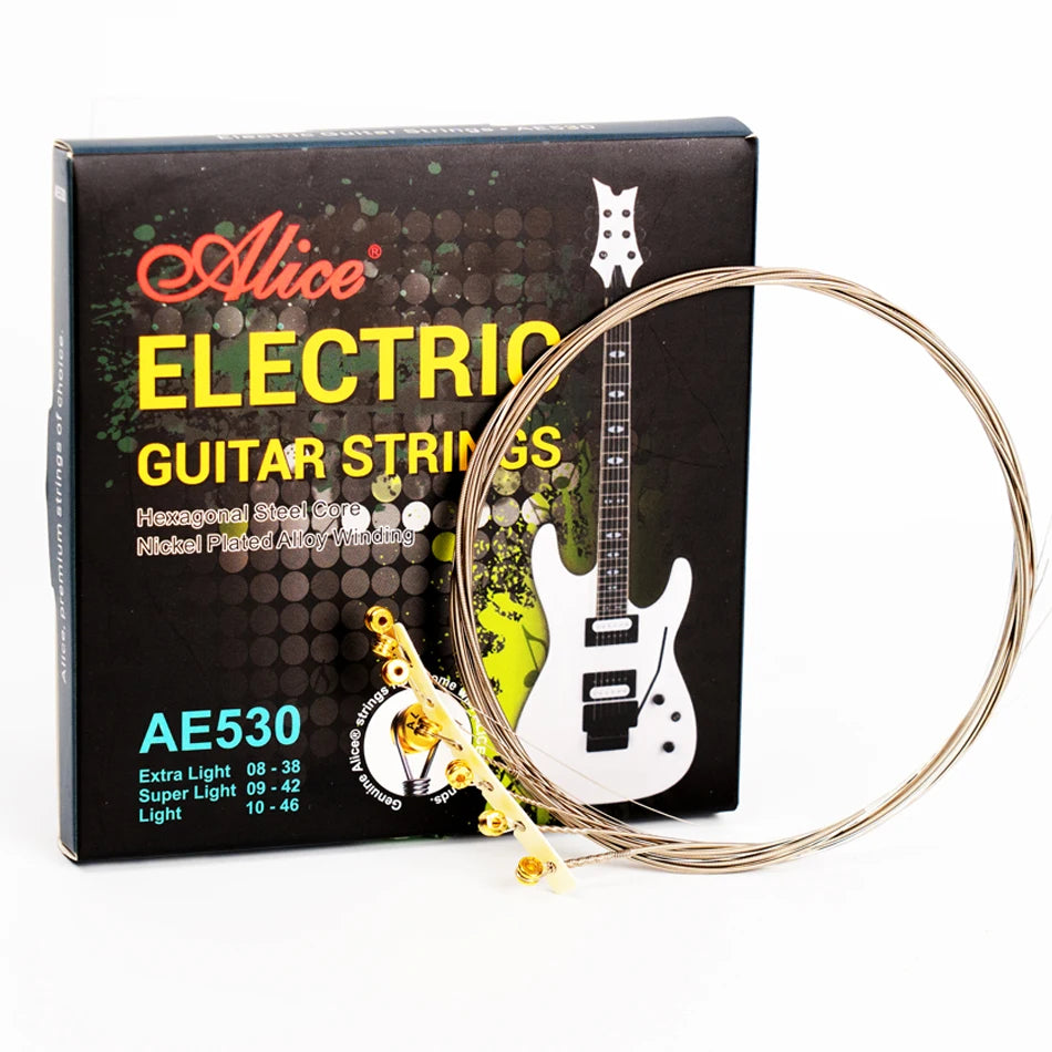 Alice AE530 Electric Guitar Strings Hexagonal Steel Core Nickel Plated Alloy Wound 008-038/009-042/010-046 Performance Practice