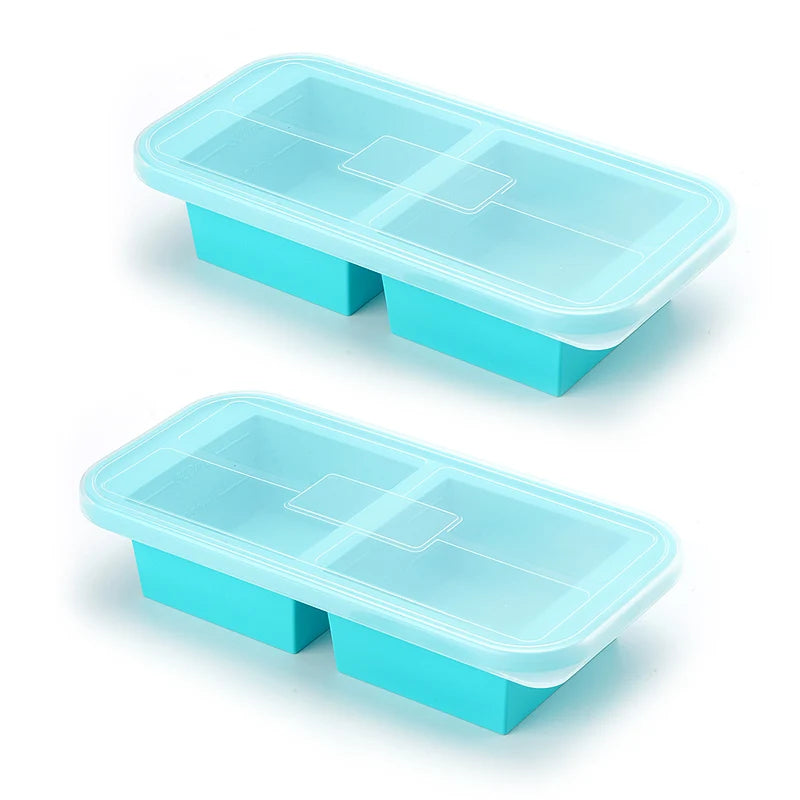 2 or 3-piece Silicone Freezer Tray Mold with Lid, Storage Box Food Box, Storage Containers for Soup, Broth, Meal Prep, Ice Cubes