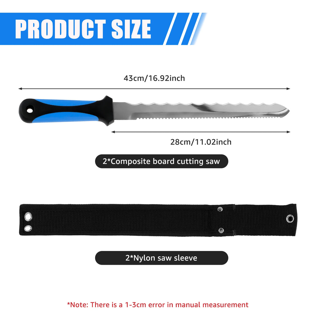 1/2 Pcs Insulation Knife with Sheath Rustproof Double Sided Serrated Duct Knife Tool for Cutting Heat Material Foam Styrofoam