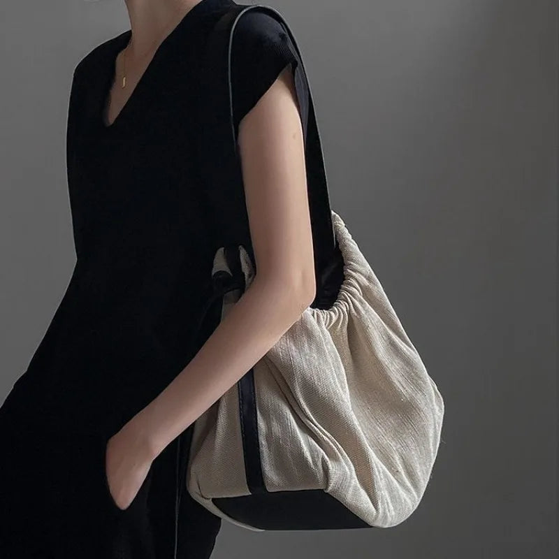 Women Large Canvas Tote Bag Niche Design Lightweight Travel Shoulder Crossbody Purse Commuter Handheld Handbag