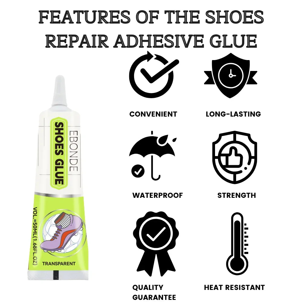 Professional Strength Shoe Glue Waterproof Quick Dry Adhesive for Leather Boots Sneakers Repair DIY Home Fix Kit (15ml or 50ml)